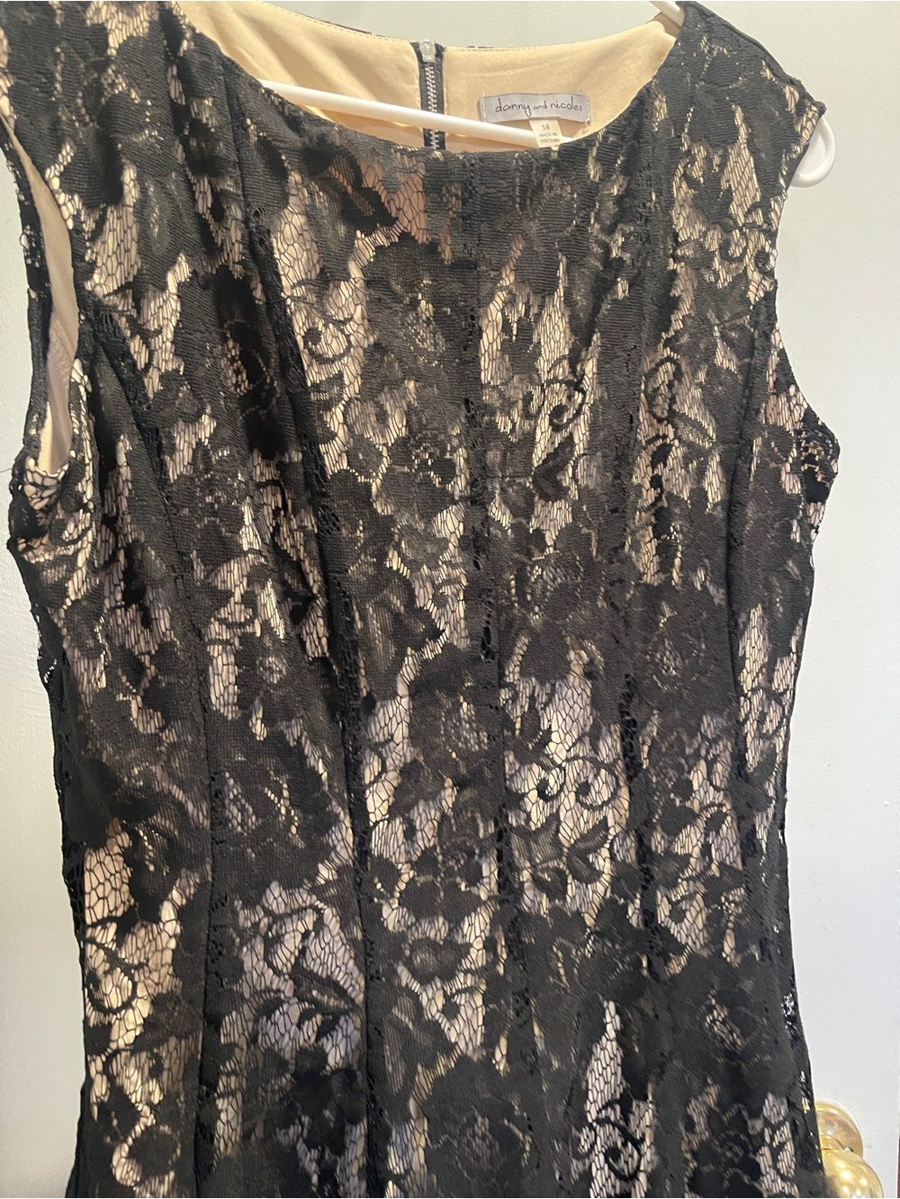 Danny & Nicole Black Lace Fit-and-Flare Midi Dress size 14 - Picture 3 of 4